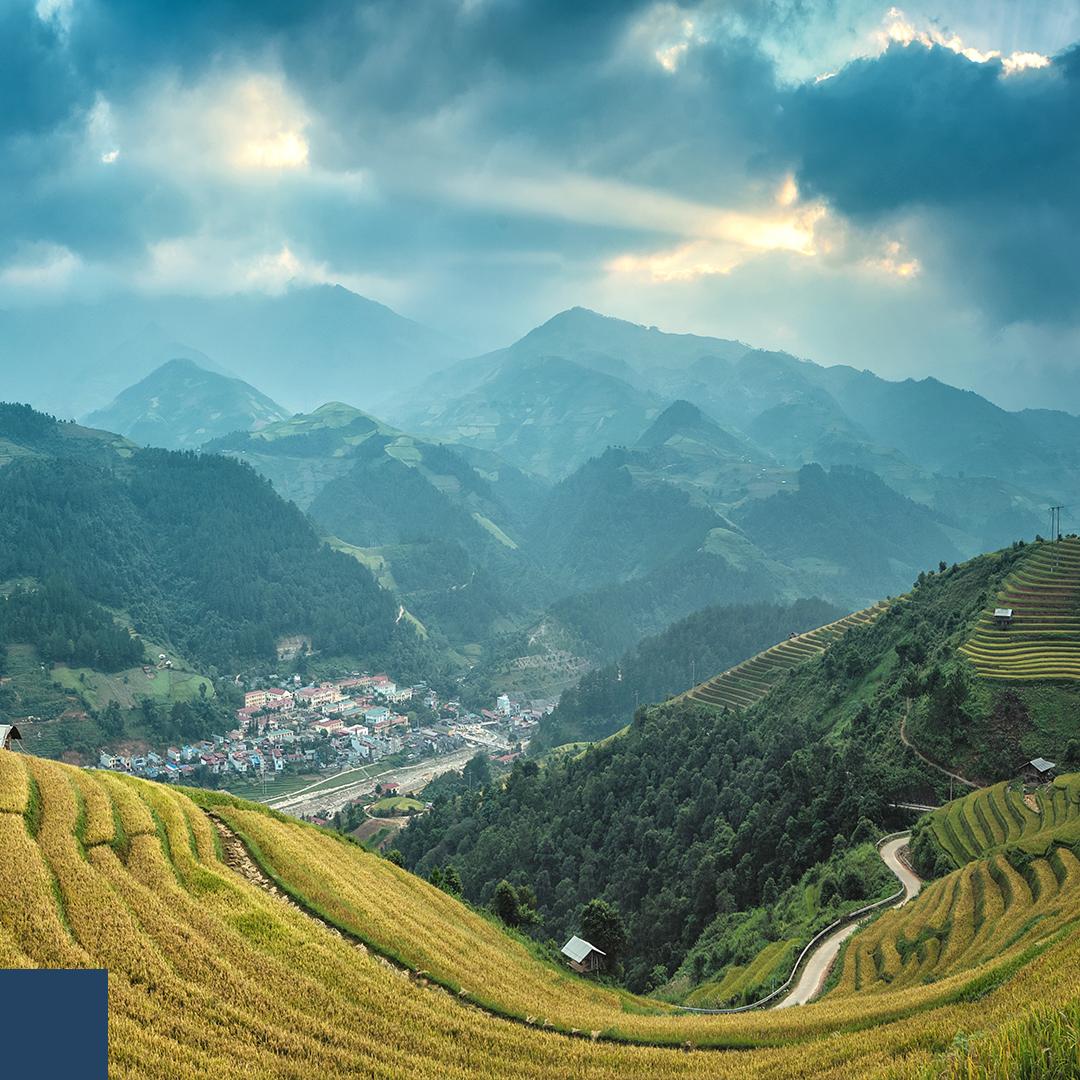 Climate Change and Sustainable Cities - green pastures on the mountain side